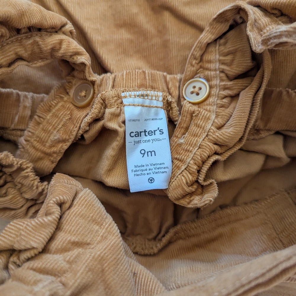 Carters Baby Girl 9 Months Tan Corduroy Pinafore Dress - Picture 4 of 5